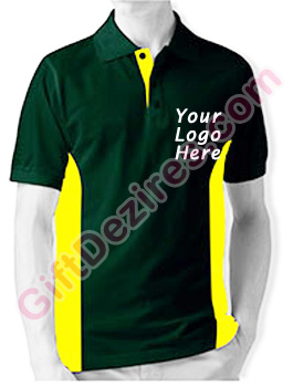 Designer Hunter Green and Yellow Color Logo Custom T Shirts
